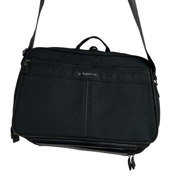 Samsonite Black Computer Bag With Leather Strap 261 700 Series Travel Durable - Picture 1 of 11